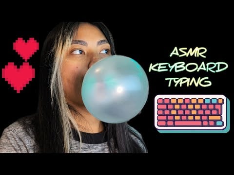 ASMR Relaxing Working On The Computer, Keyboard , Mouse Clicking Sounds, Chewing Gum