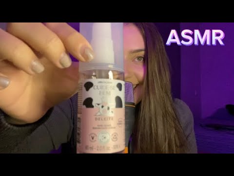 ASMR | Meus produtinhos preferidos pra te fazer dormir - Sussurro e voz suave 😴❤️