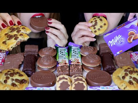 ASMR MILKA CHOCO MOUSSE, MILKINIS, CHOCOLATE CAKE, CHOCO MINIS COOKIES, CHOCOLATE HAZELNUT WAFERS 먹방