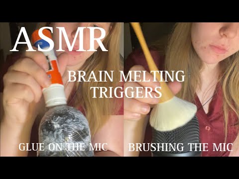 ASMR brain melting triggers for relaxed sleep (glue on the mic and brushing the mic)