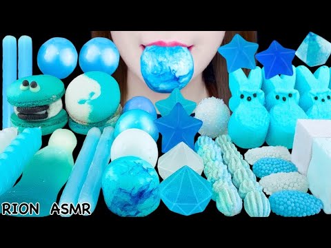 【ASMR】BLUE DESSERTS💙 CANDIED PLANET GUMMY,PEEPS RABBIT MARSHMALLOW MUKBANG 먹방 EATING SOUNDS