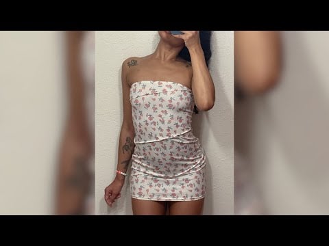 ASMR I wish you roses mini dress try on 