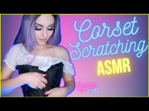 ASMR SCRATCHING Black satin corset with long black acrylic nails and long satin gloves. (No Talking)