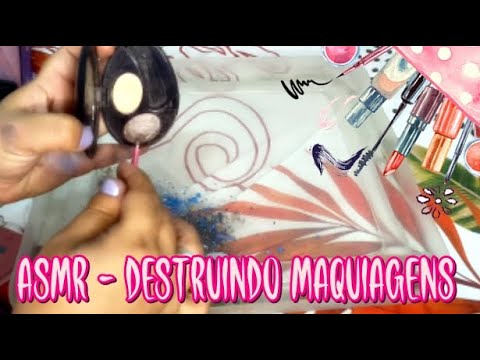 ASMR - Destruindo maquiagens vencidas