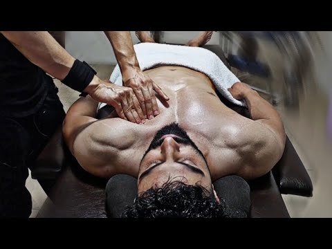 ASMR Face & Chest Massage for Bodybuilder Man