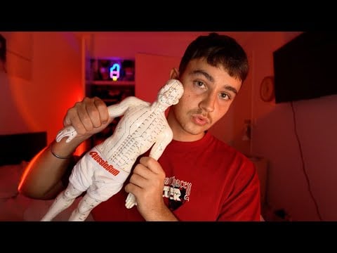 Acupuncture Man Doll ASMR - Rubbing, Tapping, Scratching