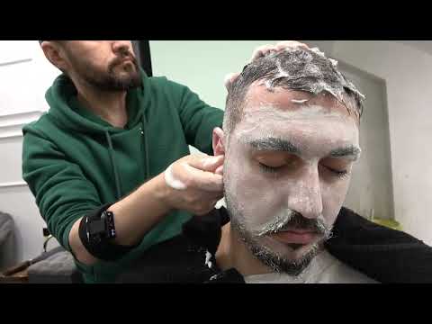 THE BARBER IS REAL MASSAGE MAGICIAN 💈 CRACKS 💈 ASMR FOAMY HEAD,FACE,EAR,NECK,ARM MASSAGE 💈 HAIR WASH