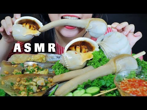 ASMR SEAFOOD PLATTER (GEODUCK,GARLIC SNAIL,HORN SCALLOPS) CRUNCHY CHEWY EATING SOUNDS | LINH-ASMR