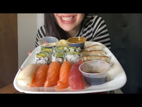 SUSHI AND DUMPLINGS ASMR EATING