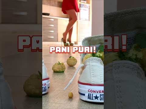 In Shoe Crush: Pea vs. Pani Puri! Barefoot Crushing Food! Oddly Satisfying! ASMR