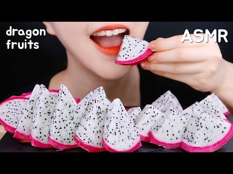 *JUICY* DRAGON FRUIT ASMR FRUITS EATING ASMR NO TALKING ドラゴンフルーツ食べる音