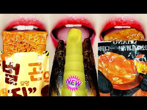 ASMR 🌶️🔥 EATING EMOJI FOOD SPICY CHINESE SNACKS 중국 간식 이모지 먹방 MUKBANG