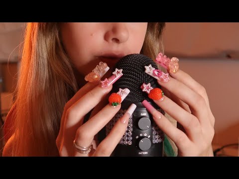 ASMR - ARRANHANDO O MICROFONE COM UNHAS LONGAS E FOFAS  ♡  tapping, scratch & mouth sounds