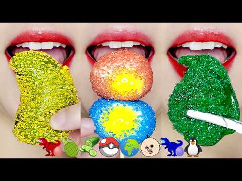 ASMR Ball Jelly 🥚💣🥒🌎👶🥚🐧 볼젤리 이모지 먹방 Eating Sounds MUKBANG
