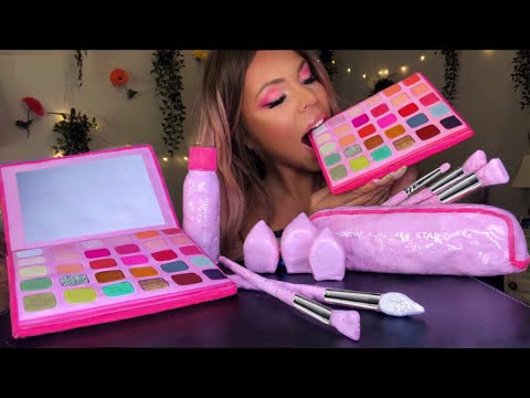 ASMR EDIBLE MORPHE X JEFFREE STAR ARTISTRY PALETTE, MAKEUP BRUSHES, BEAUTY BLENDER EATING SHOW 먹방