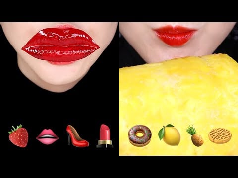 TIKTOK EMOJI MUKBANG ASMR TIKTOK EMOJI FOOD CHALLENGE 🍓👄👠💄🌸🦄🍇🍩🍋🍍🧇🥄