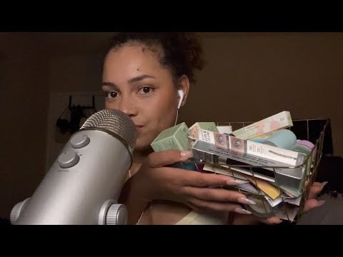 ASMR rummaging through my SAMPLETOK freebies & goodies (clinique, elf, maybelline & more!)