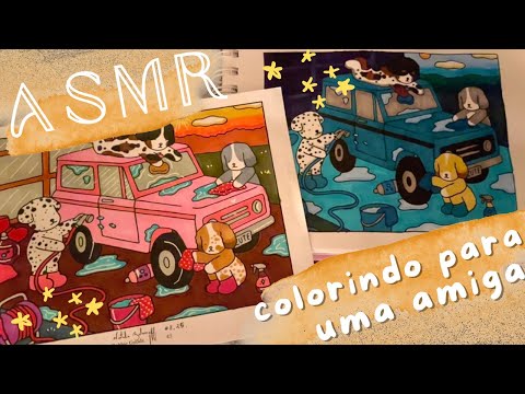 ASMR colorindo com canetinhas | Tapping, sussurros e sons de boca para dormir