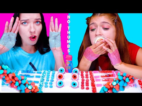 ASMR NO THUMBS RACE Challenge | EATING SOUNDS LILIBU