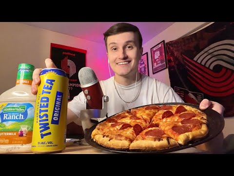 ASMR | Pizza And Drinking Mukbang 🍕🍺 (w/whisper ramble)