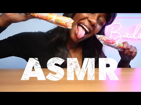 ASMR | MUKBANG FUZZY PEACH & SWEDISH BERRIES POPSICLE EATING * Wet Sounds