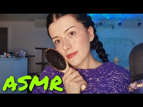 ASMR ✨ // hair care before sleep // hair play // brushing, Scalp scratching