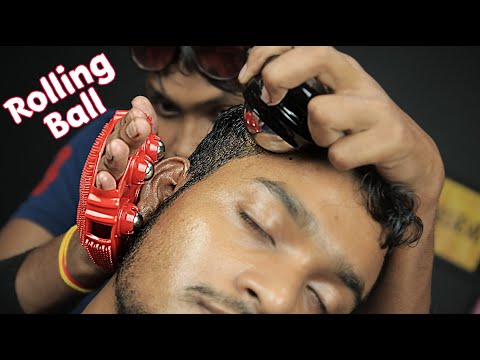 Rolling Ball 3d Sound ASMR Head And Ear Massage By Indian Barber | Scratching And Tapping Massage