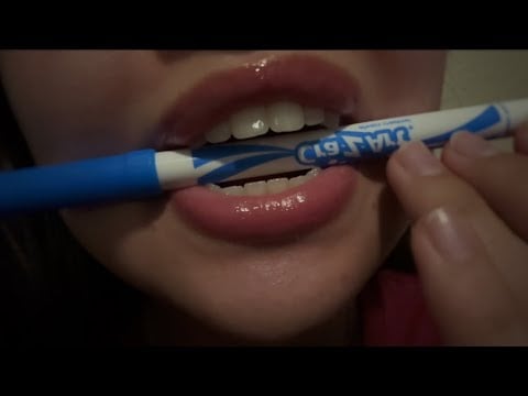 asmr ~ biting on markers w/ mouth sounds & rambling 🩷