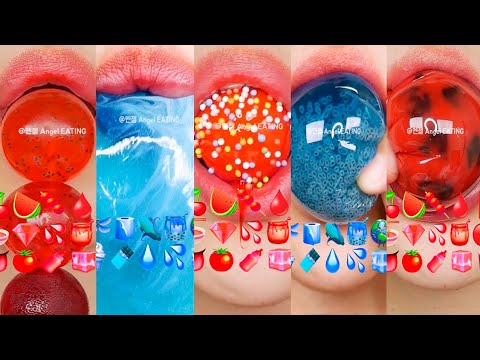 asmr (RED & BLUE FOODS) EMOJI JELLY HONEY JELLY TANGHULU 빨간 & 파란색 이모지 먹방 젤리 꿀젤리 탕후루 eating sounds