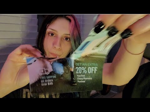 ASMR Lollipop & Paper Tearing Triggers🍭📃 mouth sounds, whispering, rainy background noise