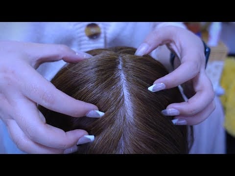 Long Nails Scalp Scratching ASMR and Gentle Hair Care (Normal Speed)
