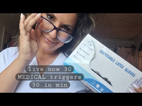 ASMR Alex keeper is live 30 medical triggers in 30 mins . softly spoken gentle whispers , tingles