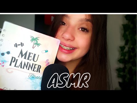 ASMR MEU PLANNER FITNESS ( TAPPING / SUSSURROS / SOM DE CHUVA ) Luiza Aro