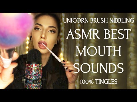 ASMR | THE TINGLIEST MOUTH SOUNDS  | UNICORN BRUSH NIBBLING 🦷🖌🖌🖌