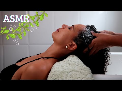 ASMR | RELAXING HAIR WASH & HAIR BRUSH | LAVAGEM E HIDRATAÇÃO DE CABELO