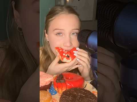 asmr eating gourmet valentines doughnuts from Rodeo Doughnuts #mukbang
