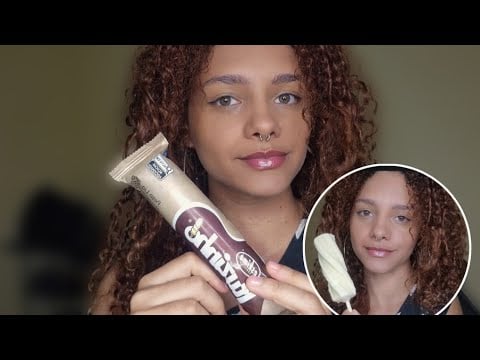 ASMR • Provando Picolé Ituzinho 🤤 #asmr #mukbang 