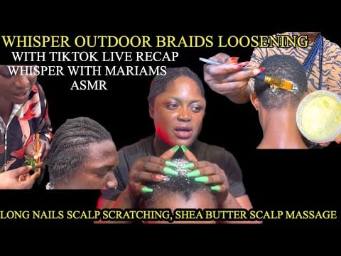ASMR✨LONG NAILS HAIR SCRATCHING BRAID LOOSENING, SOFT WHISPER , SCALP MASSAGE WITH TIKTOK RECAP