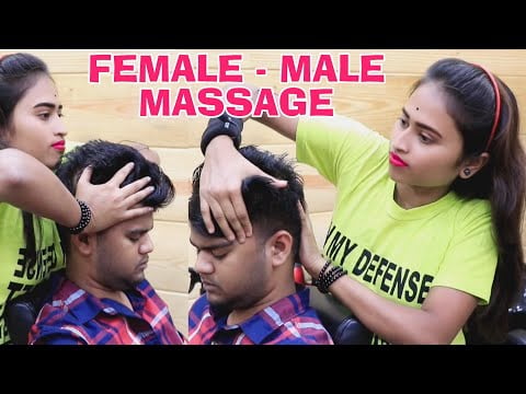 Female to male head massage | Indian female barber soft head massage with full relaxation ASMR