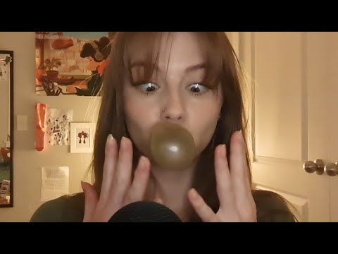 ASMR | Gum Chewing 💚💙🧡 (whispers and mouth sounds)