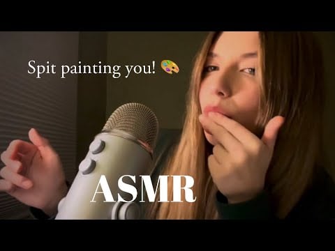 ASMR Spit Painting! (visible spit, mouth sounds, hand movements)