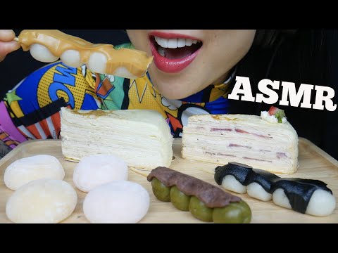 ASMR DESSERT PLATTER *CREPE CAKE + MOCHI + DANGO (EATING SOUNDS) NO TALKING | SAS-ASMR