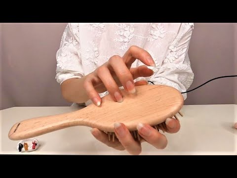 【ASMR】木製ブラシをネイルタッピングする音/高速/ゆっくり/爪/nail tapping/hard/無言/no talking/