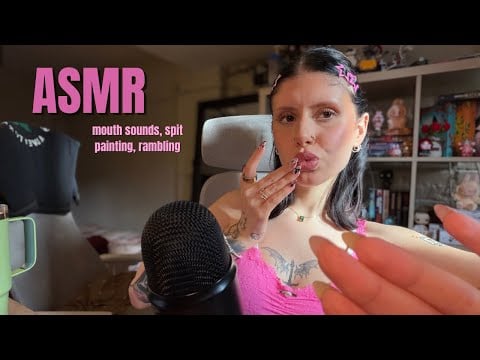 ASMR relaxing spit painting you FOR SLEEP (mouth sounds, tongue tapping, rambles, stutters)