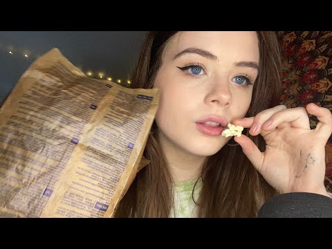 ASMR~ Popcorn Eating and Whispered Ramble