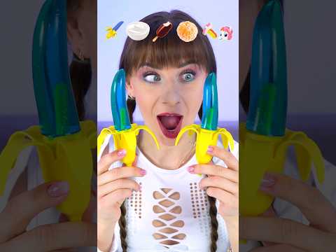 ASMR Emoji Blue Gummy Banana, Pepper Orange Mukbang #shorts