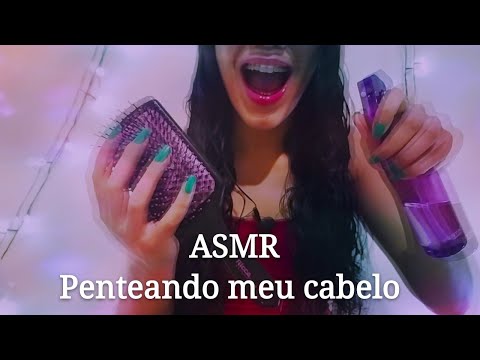 ASMR PENTEANDO E FINALIZANDO MEU CABELO CACHEADO