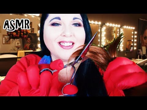 ASMR Haircut and Hair Brushing Roleplay (NO TALKING) (Cut Bangs, Gloves, Plastic Apron, Hair Play)