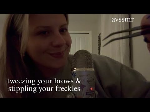 asmr doing your brows + stippling your freckles (mouth sounds, roleplay, stipple sounds) 🙈