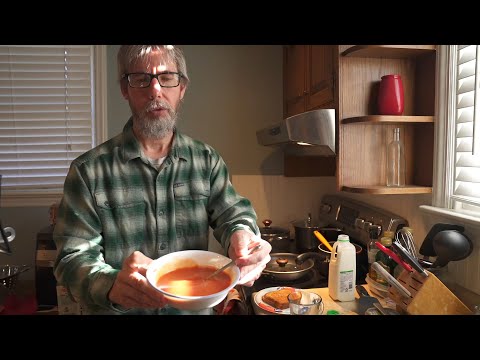 Making Grilled Cheese & Tomato Soup (with Egg Nog)